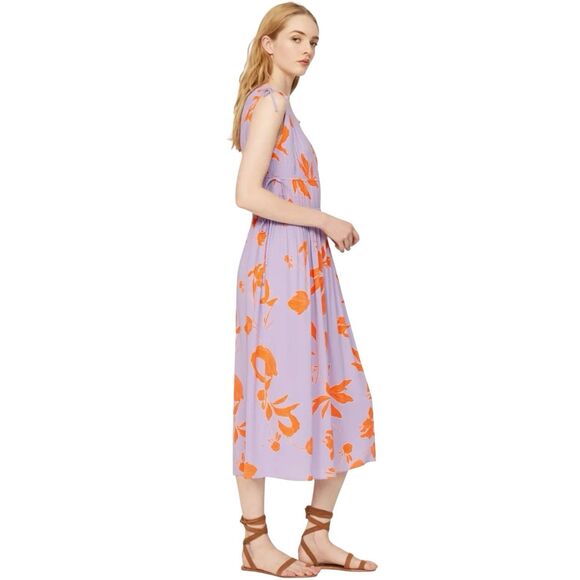 Thakoon Collective Midi Dress 12 Lavender Orange Floral Sleeveless Cottagecore - Picture 9 of 9